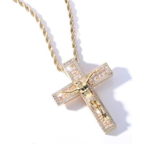 Iced Out Jesus Cross Pendant For Men Women Bling 5A Geometric Zircon Necklaces Fashion Hip Hop Jewelry