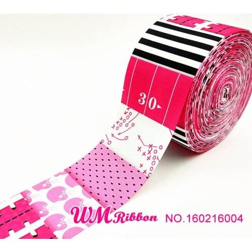Q&N ribbon 3inch 75mm sport printed grosgrain ribbon webbing 50yards/roll for headband hair bows free shipping
