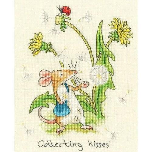 Hot Needlepoint Collecting Kisses Embroidery Designs Cross Stitch Patterns with 100% Cotton Floss & Free Shipping for Wall Decor
