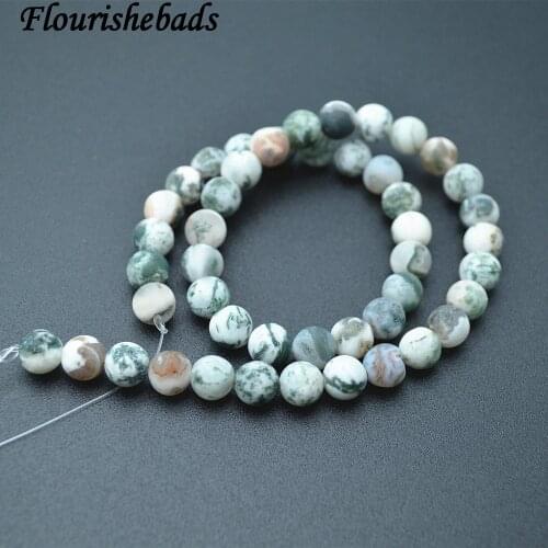 Matte Natural Green Tree Veins Agate Stone Round Loose Beads 4mm 6mm 8mm 10mm 12mm