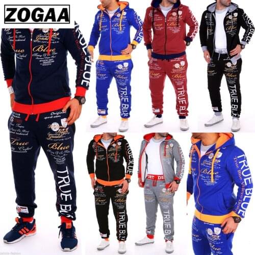 ZOGAA New Multicolor Mens Sports Suit Casual Comfort Sports Suit Mens Sports Jacket Ropa Hombre 2021 Sweat Suits Men Zipper