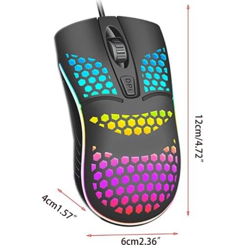 New USB Gaming Colorful Glow Mouse 4 Buttons Ergonomics Mice With Honeycomb Shell Non-Slip Mat For Home Office Computer Laptop
