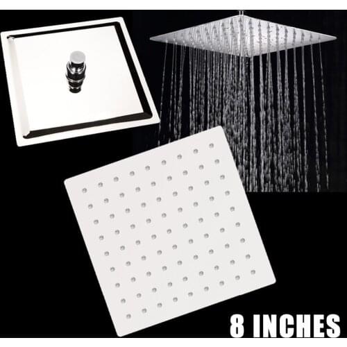 8" Stainless Steel Square Shower Head Over-head Shower Sprayer Rain Shower Head Rainfall Bathroom Shower Tools Mayitr