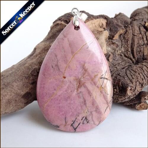 Natural Stone Real Rhodonite Stone Bijoux Vintage Diy Beads Pendant Costume Jewellery Mens Charm Necklace with Gift Box ZS340