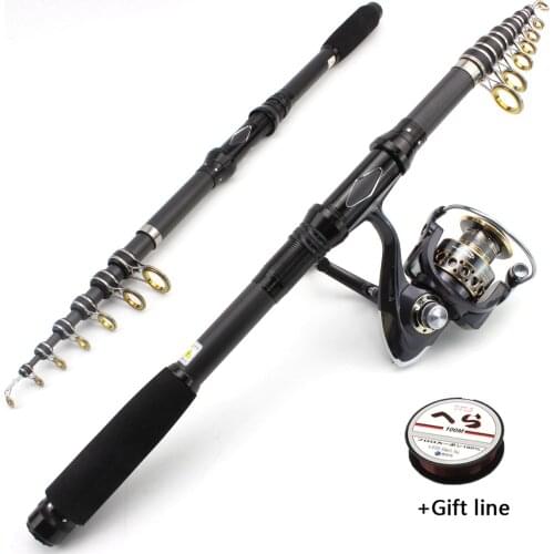 NEW 2.7M 3.0M Rod Reel Combos Spinning Fishing Rod and reel Travel Sea Carbon Telescopic Fishing Rod set support boat Pole pesca