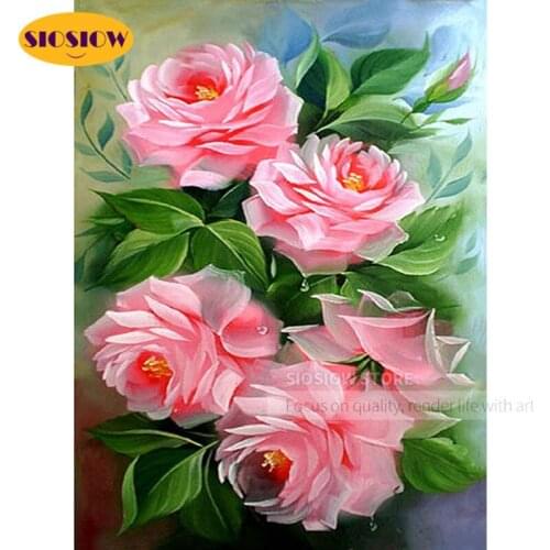 New Arrival Diamond Embroidery Roses Pink Flowers Picture 5D DIY Diamond Painting Flower Rose Full Round Mosaic Hobby Decor Room