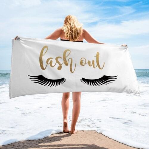 ONGLYP Cute Eyelash Printed Beach Towel Quick Drying Swimming Surf Bath Towel Wraps Fitness Gym Hand Towels Yoga Mat Tablecloth