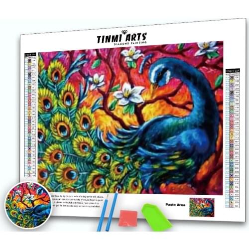 Full Round Diamond Painting Peacock 5D DIY Diamond Embroidery Animals Colorful Cross Stitch Picture Of Rhinestones Art