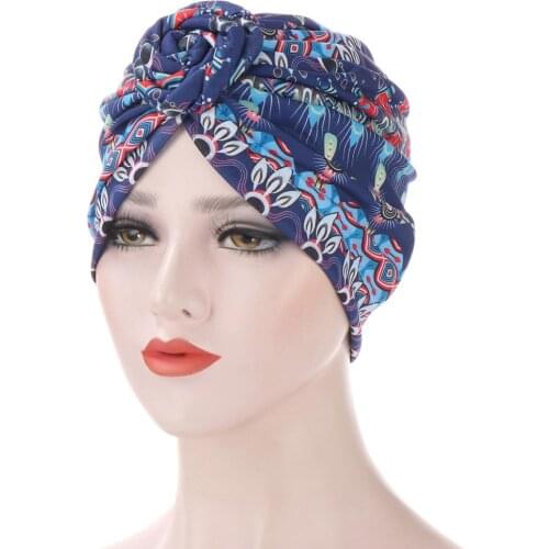 Donut Turban Caps for Women Islamic Cotton printed Headscarf Hat Female Headband Turbans Muslim Cap female headwraps Chemo Hat