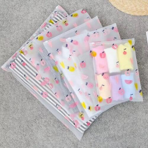 1Pcs Fruit Pattern Clear Plastic Storage Bag Ziplock Travel Bags Zip Lock Valve Slide Seal Packing Pouch for Cosmetic Clothing