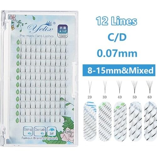 2D/3D/4D/5D/6D Long Stem Premade Russian Volume Fans Pre Made Fan Individual Eyelash Extensions Makeup Lash Faux Mink Wholesale