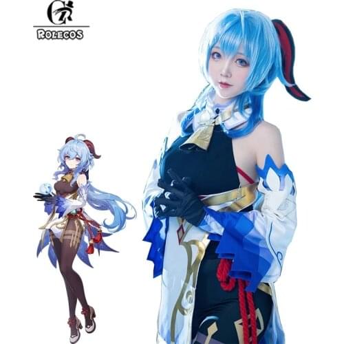 ROLECOS Genshin Impact Cosplay Costume Ganyu Cosplay Women Halloween Costume Game Genshin Impact Sexy Dress Ganyu Horn