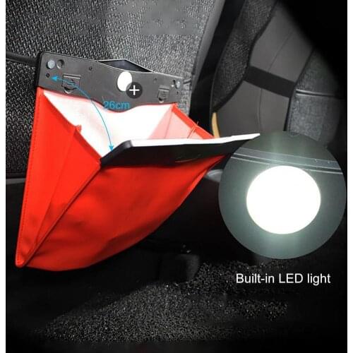 With Light Lightweight Magnet Closure Seat Back Hanging Trash Can for Electric Vehicles