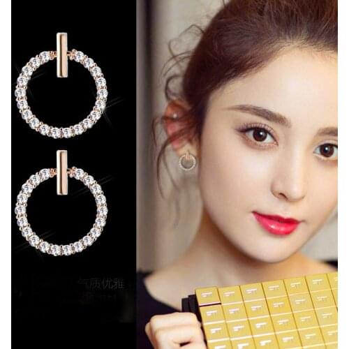 REETI Hot Fashion 925 Sterling Silver Lucky zircon Circular Stud Earrings For Women Authentic Original Jewelry Gift