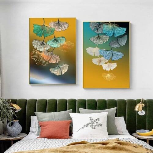 Modern Ginkgo Leave Plant Abstract Canvas Painting Nordic Posters and Prints Wall Picture for Living Room Home Decor Cuadros