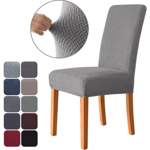 T Jacquard Fabric Chair Cover for Dining Room Wedding Hotel Banquet Home Stretch Spandex Chair Covers High Elasticity Seat Case