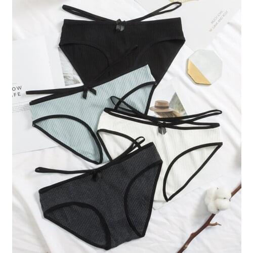 Women Intimates Cotton Panties Seamless Waist Strap Design Lingerie Delicate Gentle Sexy Briefs Basic Comfortable Soft Underwear