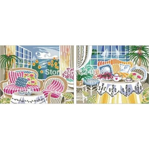 Sunny living room patterns Counted Cross Stitch 11CT 14CT 18CT DIY Chinese Cross Stitch Kits Embroidery Needlework Sets
