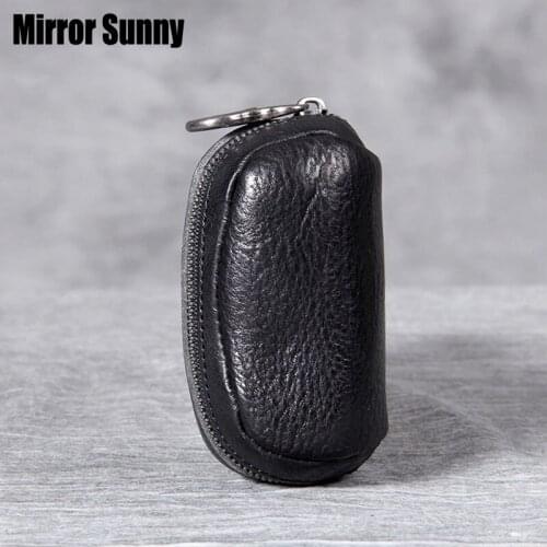 Vintage First Layer Cowhide Leather Car Key Wallet Original Handmade Personalized Genuine Leather Coin Purse Portable Key Case