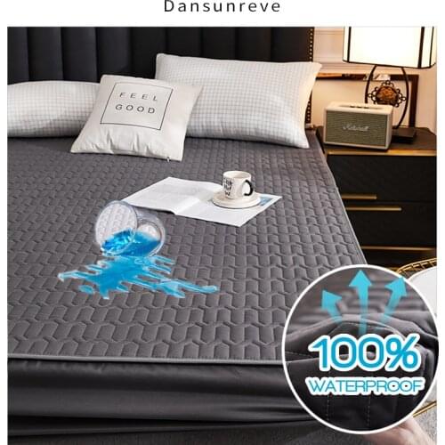 Dansunreve Waterproof Fitted Sheet Wave Shape Gray Protector Breathable Bed Linen Embossed All-inclusive Fiber Topper Pad