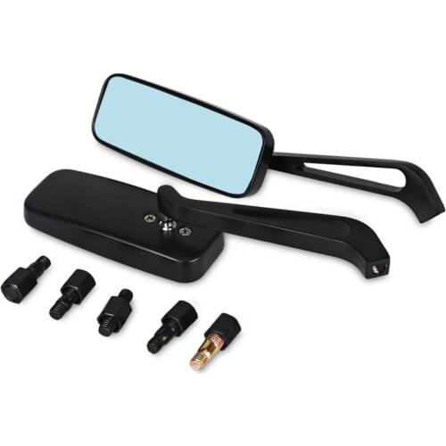 2PCS Alloy Universal Scooter Motorcycle Side Rearview Mirror CNC Moto Scooter Motorcycle Rear View Mirror Motorbike Black