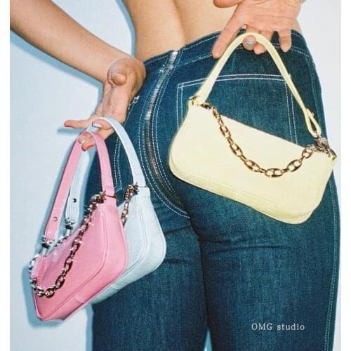 Women Bag 2021 New Fashion Simple PU Baguette Chains Solid Zipper Soft Shoulder Bag Handbag Pures And Bags Crossbody Bag