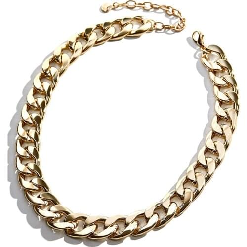 Women Trendy Curb Chain Necklace Punk Metal Ball Beaded Collar Necklace Classic Alloy Lady Men Hip Hop Choker Fashion Jewelry