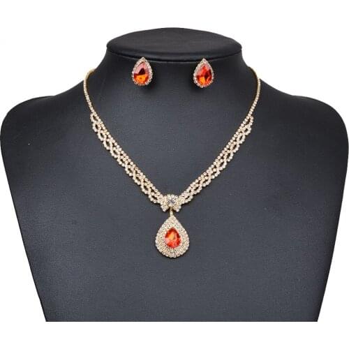 SIZZZ Hot African female costume Jewelry set for women Gold color Blue Red White-color Necklace earrings set wedding