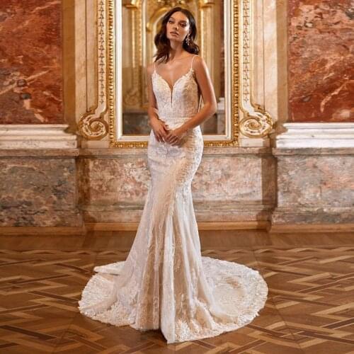 Vestido De Novia Sirena Off the Shoulder Mermaid Wedding Dress Sequined Beading Abito Da Sposa Spaghetti Straps Robes De Mariage