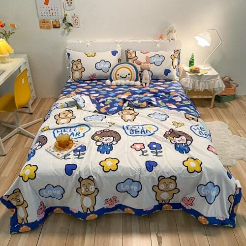 1PCS 100% Cotton Cartoon Bear Summer Kids Blanket /Bedspread Coverlet/ Bed Cover150x200cm/180x220cm/200x230cm, Breathable Beige