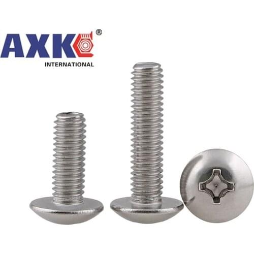 10/50pcs M2 M2.5 M3 M4 M5 M6 304 A2-70 stainless steel JISB1111T Phillips Truss Head Large Flat Round Cross Screw Bolt L=3-50mm