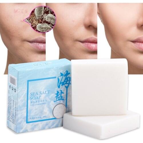 100g Goat Milk Sea Salt Soap Removal Pimple Pores Acne Handmade Soap Base Face Whitening Goat Milk Moisturizing Face Skin Soap
