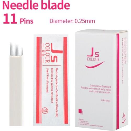 100pcs/Lot 11 Pin Microblading Needles Permanent Makeup Manual Tattoo Eyebrow Blade Bevel For Eyebrow Tattoo Pen-C0