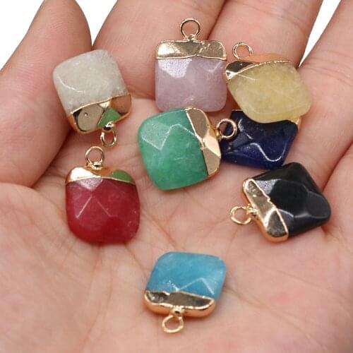 2 Pcs Natural Gem White Stone Dyed Pink Green Pendant DIY Exquisite Necklace Earrings Jewelry Accessories Gift Making 15x20mm