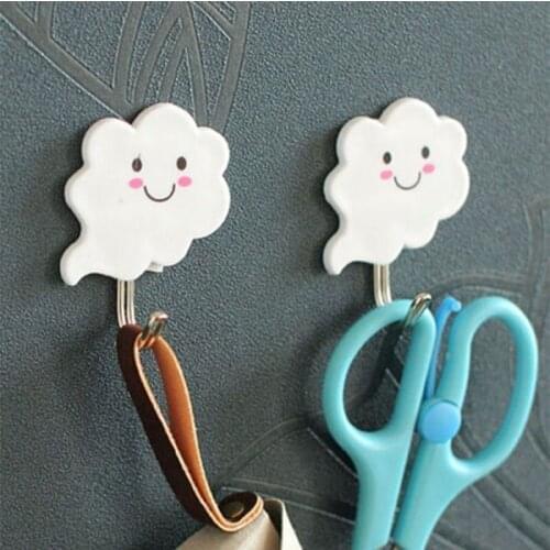 3pcs Bathroom Towel Keys Clothes Bags Hats Holders Cloud Shape Hooks Hangers Adhesive Stick on Wall Hanger Shelves