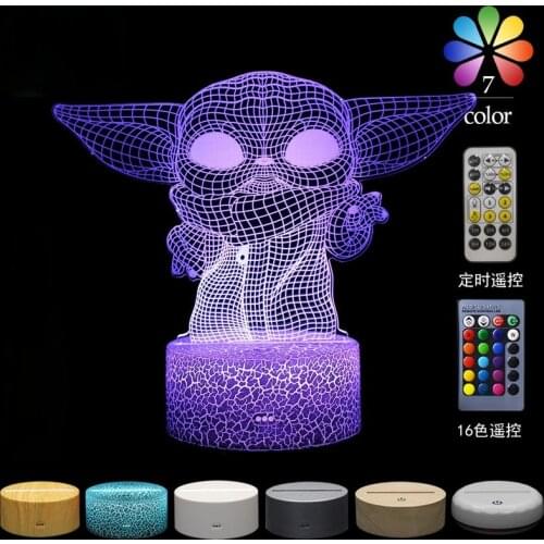 Disney Star Wars Baby Yoda 3D Night Light Creative Christmas Gift Visual Stereo Light LED Table Lamp USB Powered Birthday Gift