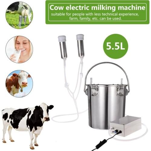 5.5L Cow Electric Milking Machine For Cattle Goat Stainless Steel Milker Vacuum Pump Bucket Milking Machines For Farm Livestock