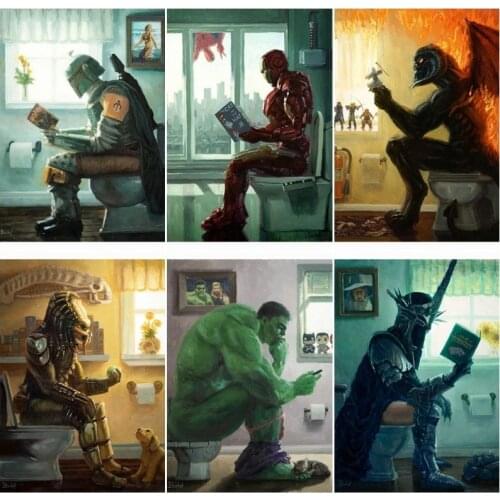 5D Diamond Painting Marvel Superhero Iron Man Bathroom Decoration Diamond Embroidery Captain America Wall Art for Home Decoratio