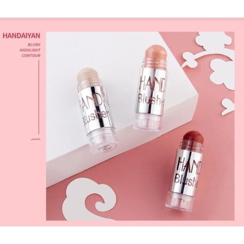 831E Cheek Blusher Shimmer Blush Stick Face Makeup Highlighter Bronzer Contour Cream Long-lasting Facial Cosmetics Tool