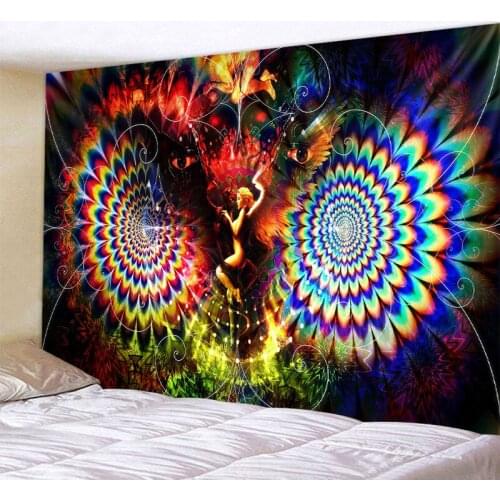 Abstract art home decoration tapestry Mandala psychedelic scene tapestry Bohemian cushion sofa blanket Hippie yoga mat