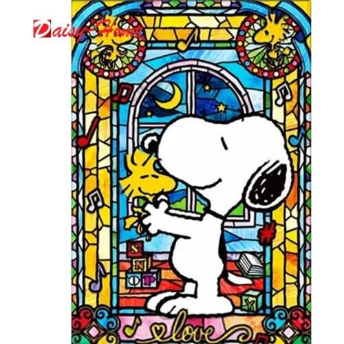 5D DIY Diamond Painting Cartoon White Dog Full Square Round Rhinestone Kit Diamond Embroidery Animal Mosaic Christmas Gift Art