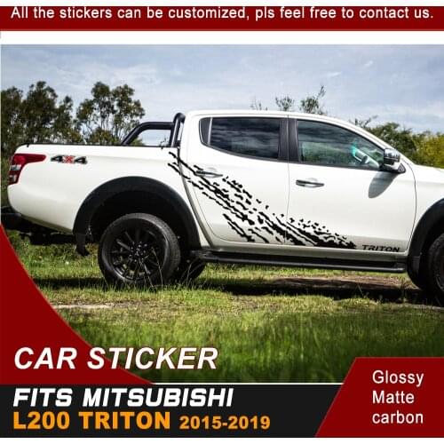 Car accessories 2 pieces mudslinger side door body graphic Vinyl car stickers fit for MITSUBISHI L200 TRITON 2015-2019