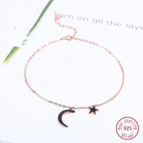 Fashion Moon star 925 sterling silve anklet foot chain S925 sterling silver Anklets for women foot accessories jewelry