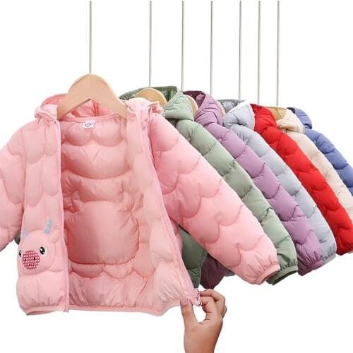 2021 Childrens Down Padded Jacket for Girls Autumn Winter Boys Coats Fashion Clothes Kids Baby Outerwear Cartoon Light Jacket
