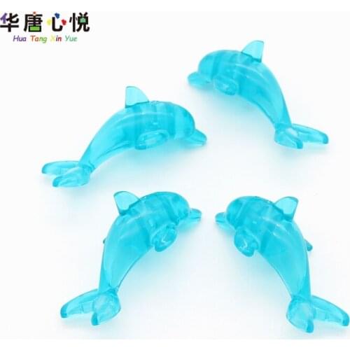 Friends Animal Series Dolphin Light Flue Transparent Marine Life Building Blocks Educational Toys Gifts Figure Friend Mini Model