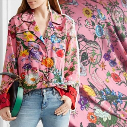 148cm width printed fabric meter brand dress shirt pajamas satin fabric 100% polyester fabric wholesale polyester cloth