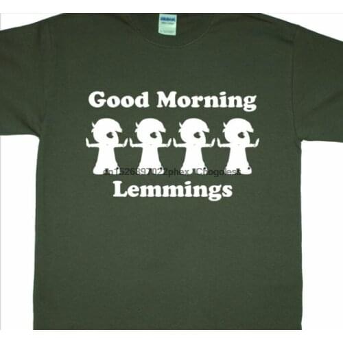'Good Morning Lemmings' T-shirt (Amiga M4 Bridge Computer Game Modern Life)