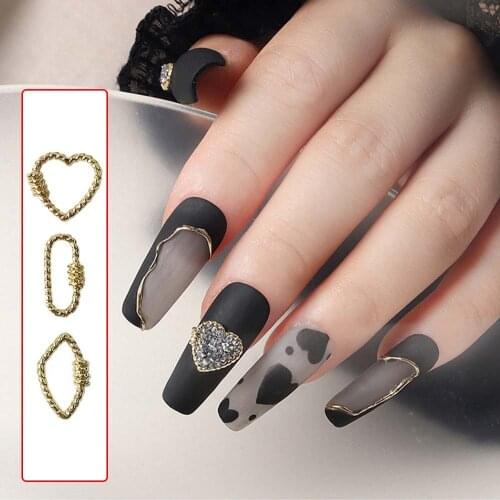 Heart-Shaped 3D Nail Art Accessories Exquisite Japanese Metal Frame Charm Fashion DIY Nail Art Decoration Accessories