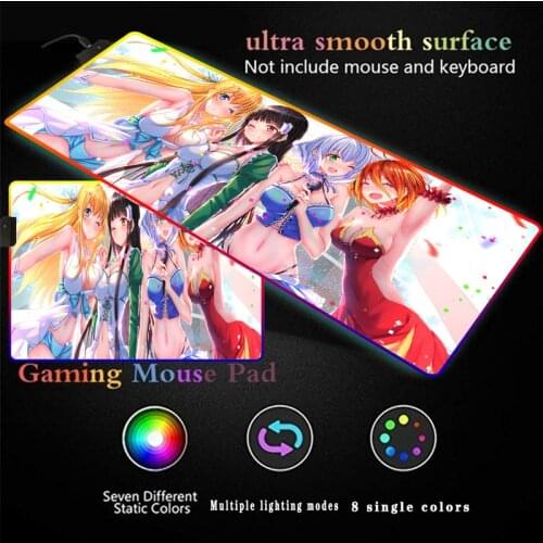 Sexy Girls Anime Gaming Computer Mousepad RGB Large Mouse Pads XXL Big Mouse Mat Custom Play Desk Mat Backlit Keyboard Mause Pad