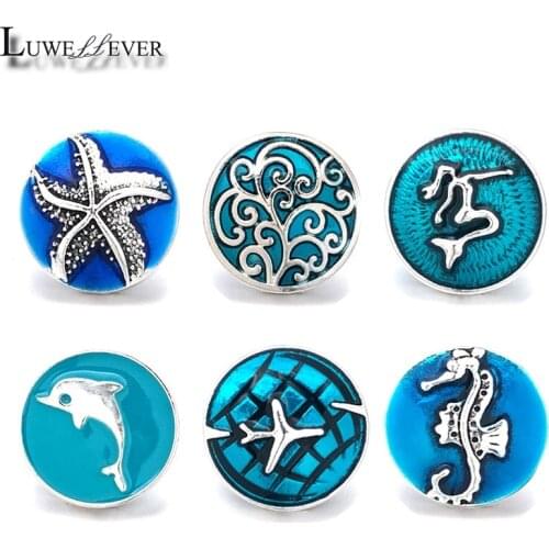 Dolphin Component w273 Crystal 18mm Metal Snap Button For Bracelet Necklace Interchangeable Jewelry Women Accessorie Findings